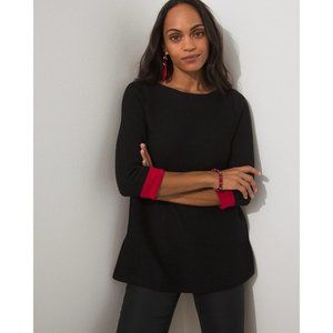 Chico's Black Sweater with Red Accents